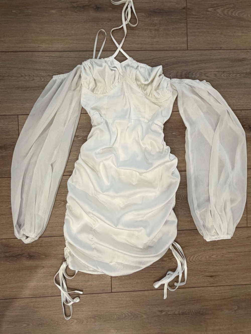 White Off-Shoulder Puff-Sleeve Mini Dress